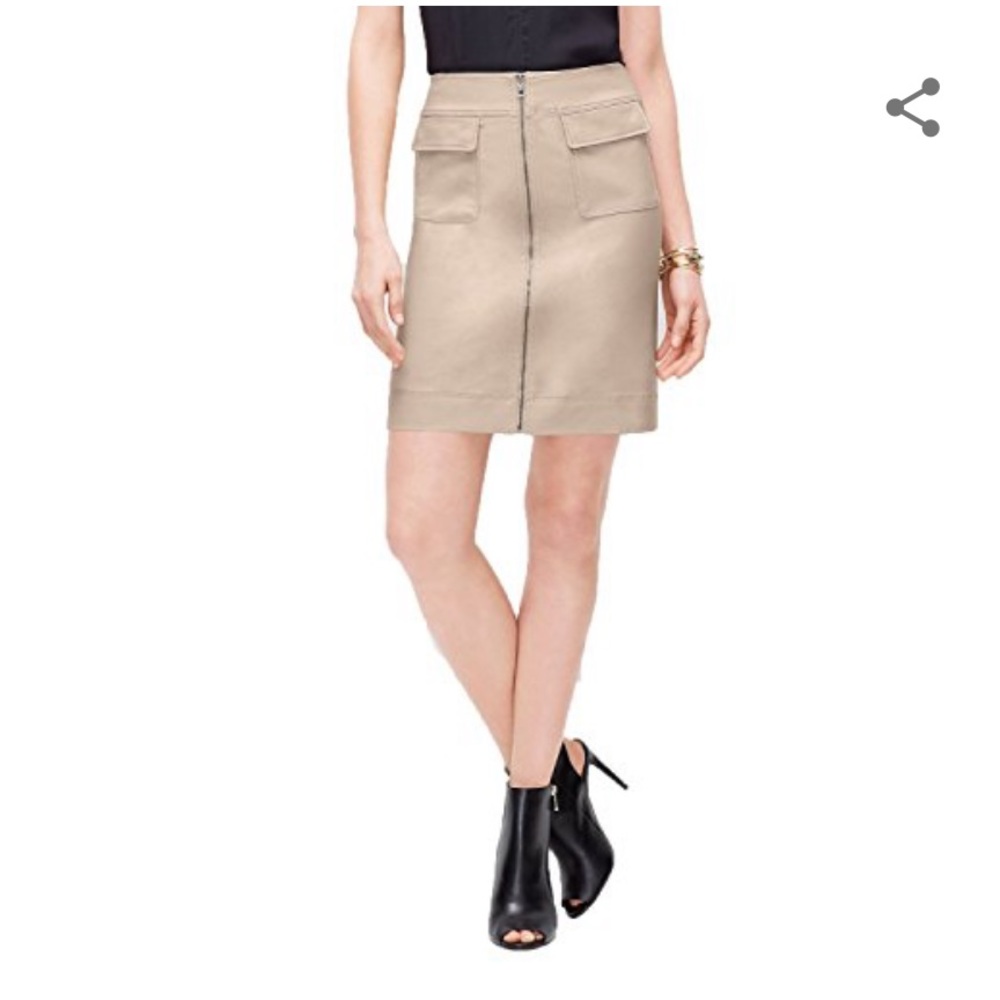 Ann Taylor Zip Front Utility Skirt Beige